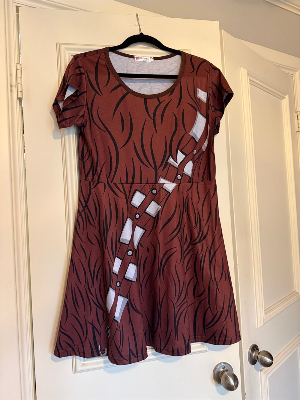 Women's Chewbacca Print Dress with Short Sleeves